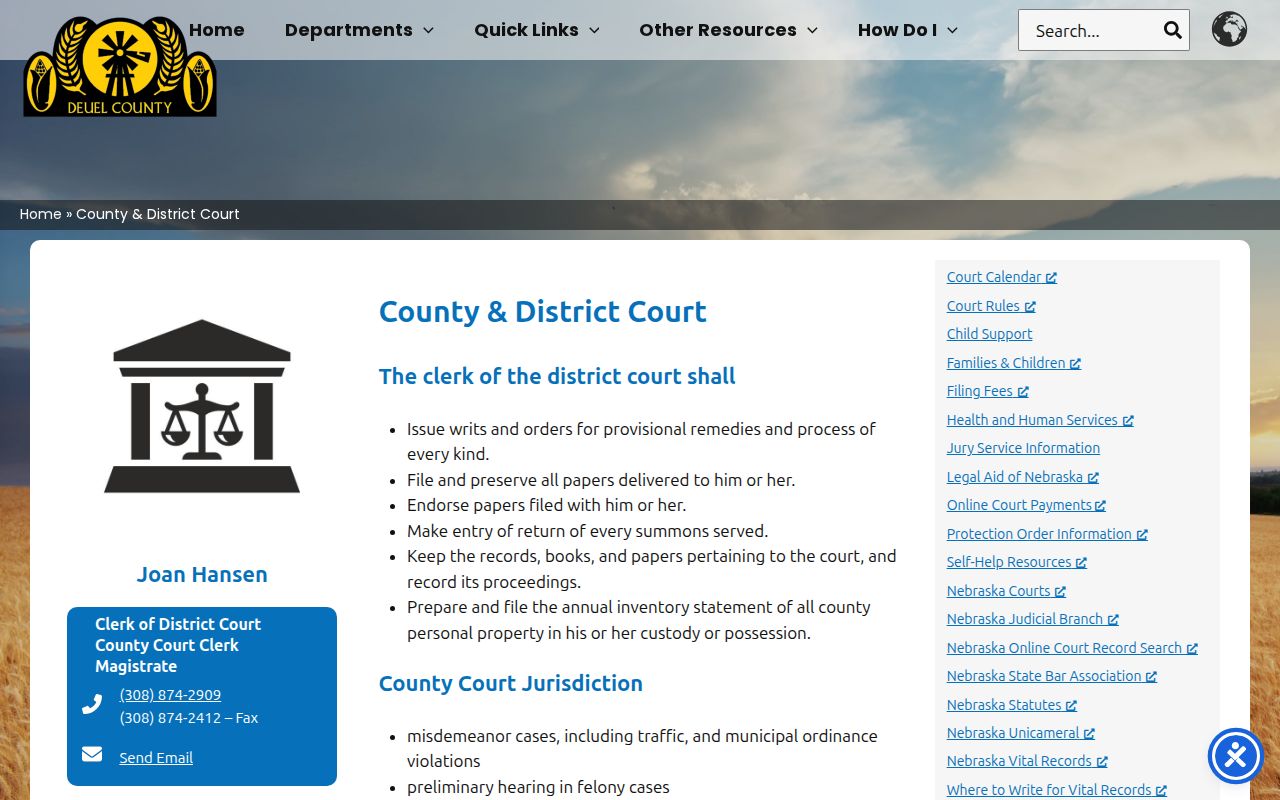 Deuel County Chappell court records clerk office