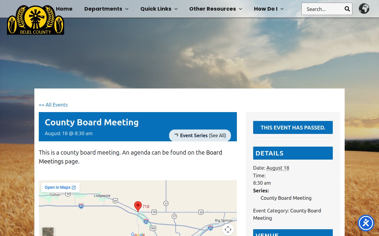 Official Deuel County Courthouse location reference