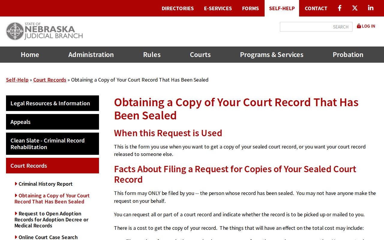Deuel County sealed court record access instructions for authorized requests
