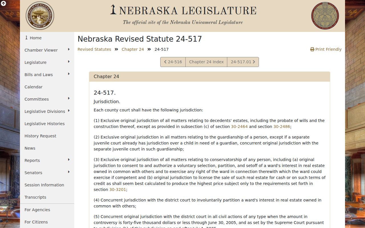 Nebraska county court jurisdiction statute
