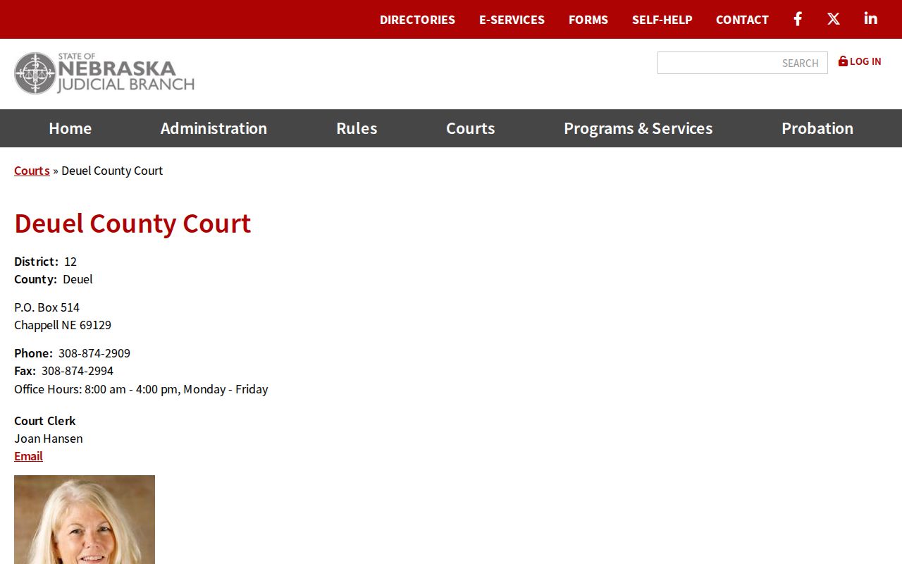 Deuel County court docket County Court directory