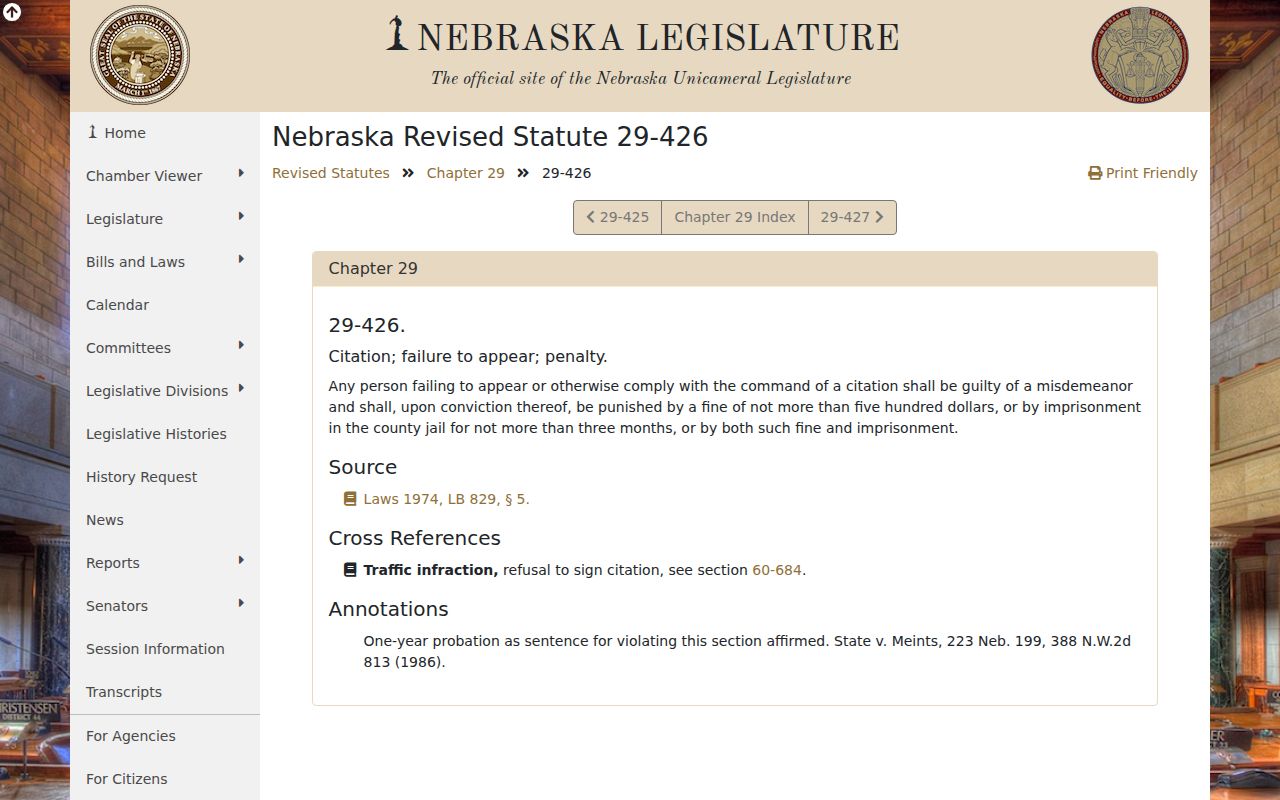 Deuel County traffic court failure to appear statute information