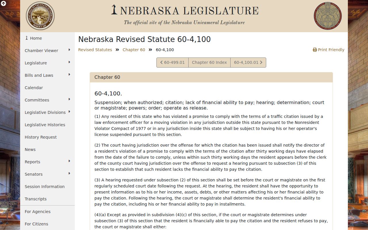 Deuel County traffic court noncompliance notice and state licensing process