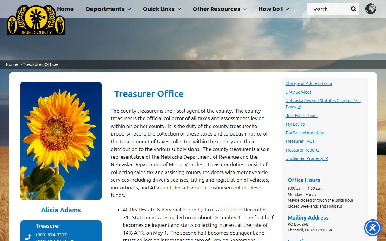Deuel County court fine and fee contact direction to Clerk Magistrate